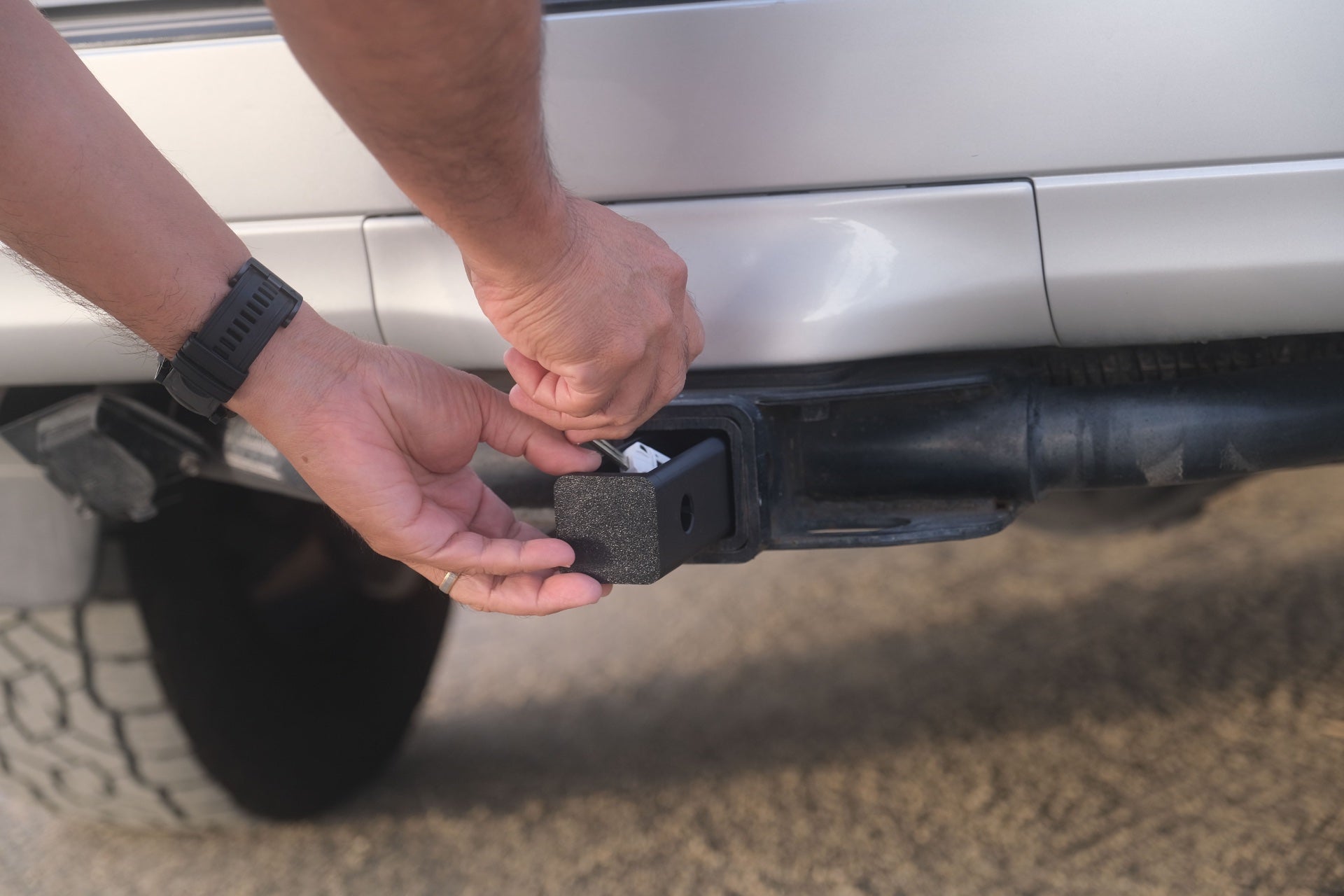 Image showing hitch stash in the open position.